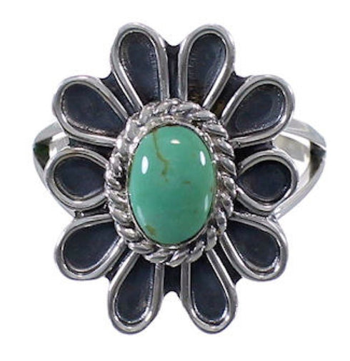 Authentic Sterling Silver Flower Turquoise Ring Size 5-1/4 VX37269